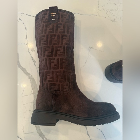 FF Filo Monogram Suede Knee Boots - Picture 6 of 10